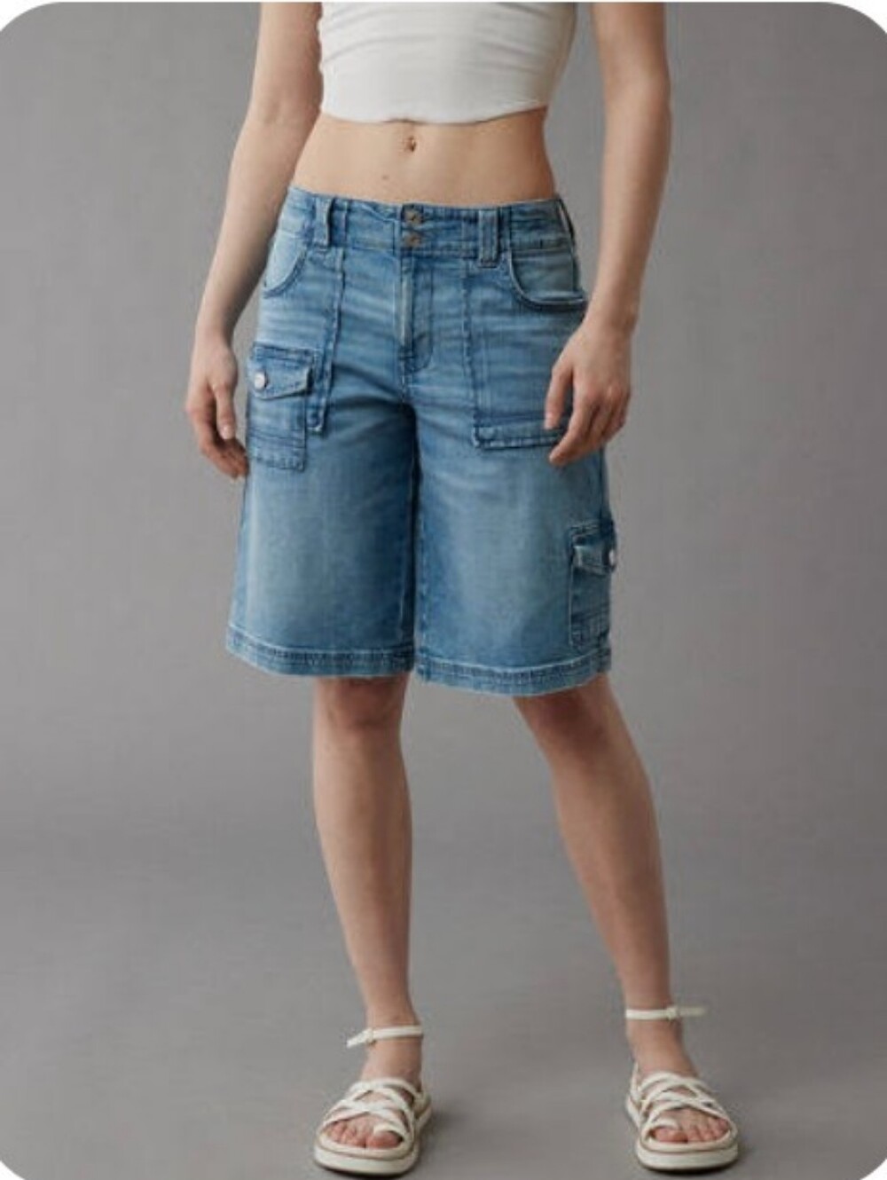 American Eagle Drapey Baggy Bermuda Shorts Utility Streetwear Y2K Women’s Size 2